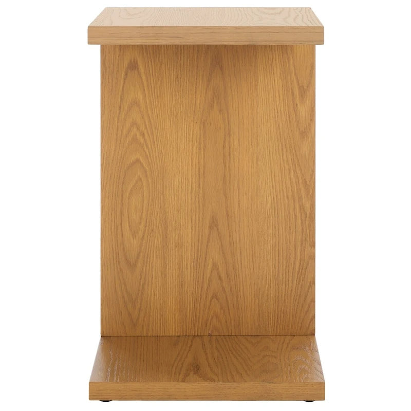 Table d'appoint en bois en forme de C – Placage chêne, design minimaliste