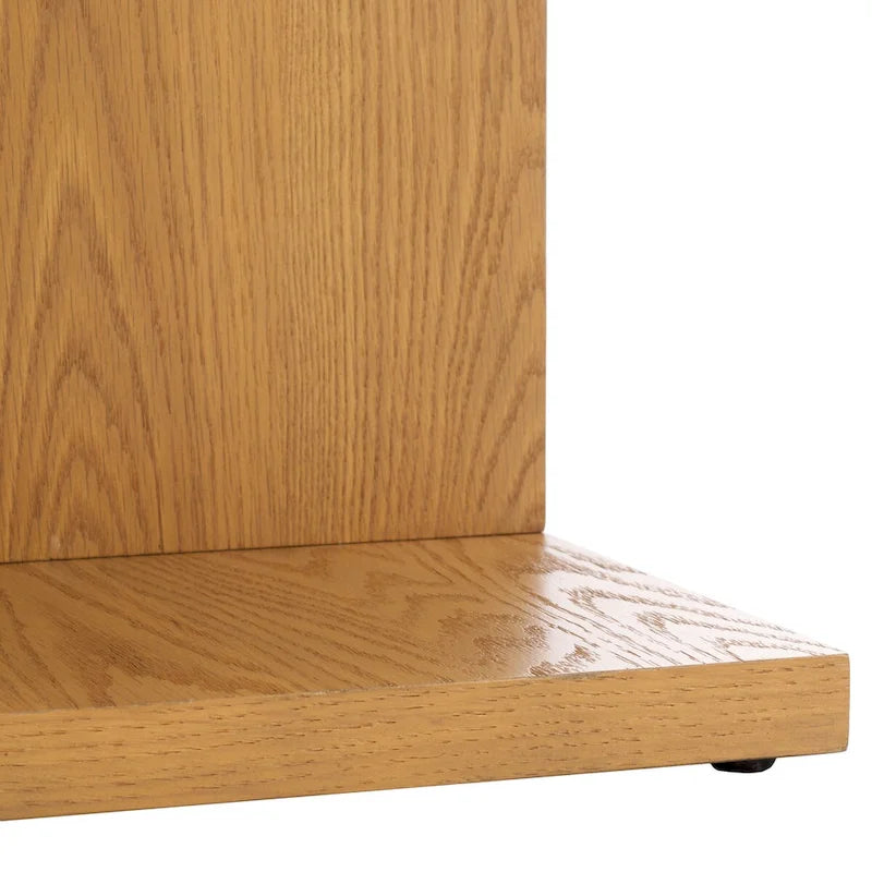 Table d'appoint en bois en forme de C – Placage chêne, design minimaliste