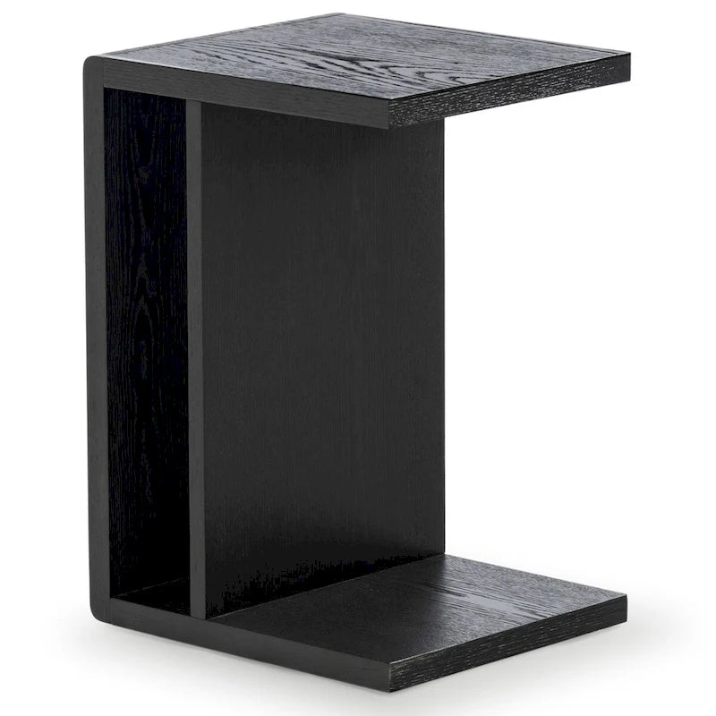 Table d'appoint en bois en forme de C – Placage chêne, design minimaliste
