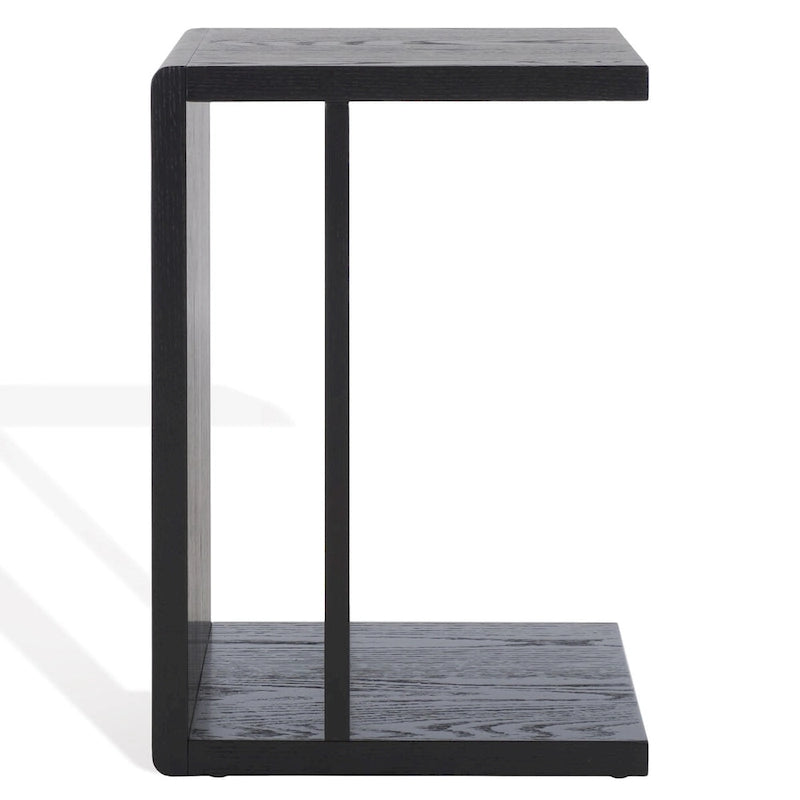 Table d'appoint en bois en forme de C – Placage chêne, design minimaliste