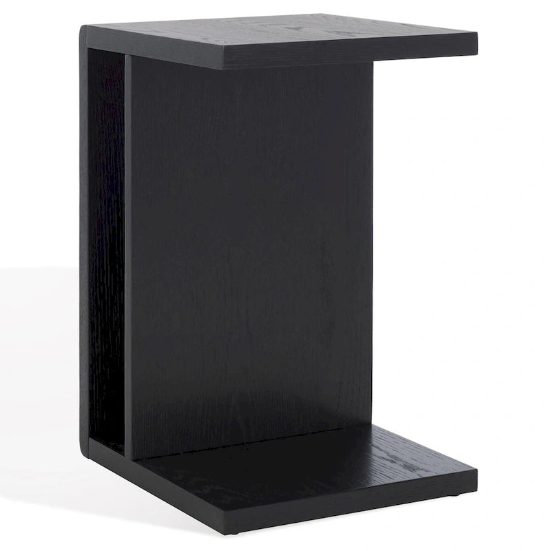 Table d'appoint en bois en forme de C – Placage chêne, design minimaliste